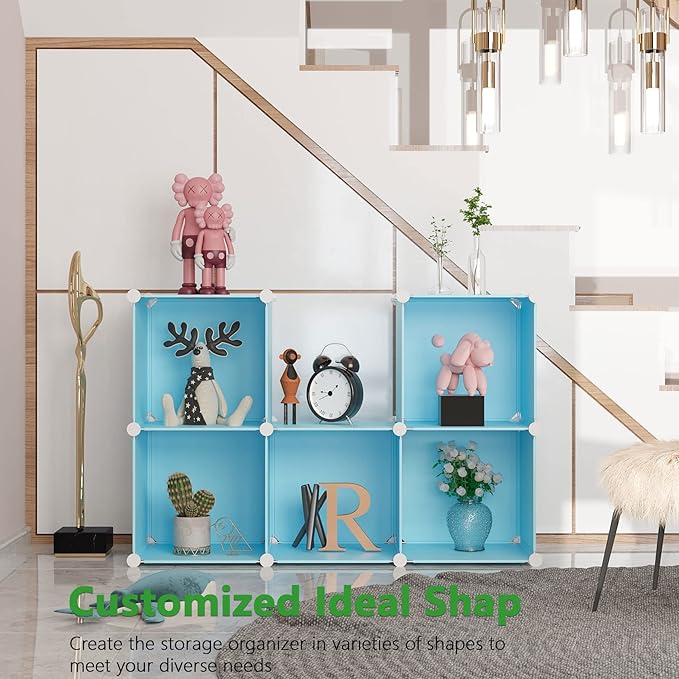 C&AHOME Cube Storage Organizer, 6-Cube Shelves Units, Closet Cabinet, DIY Plastic Modular Book Shelf, Ideal for Bedroom, Livi