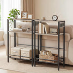 HOOBRO Floating Shelves and Console Table Bundle, Wall Mounted Shelf Set of 2, 15.7" Narrow Entryway Table with Charging Stat
