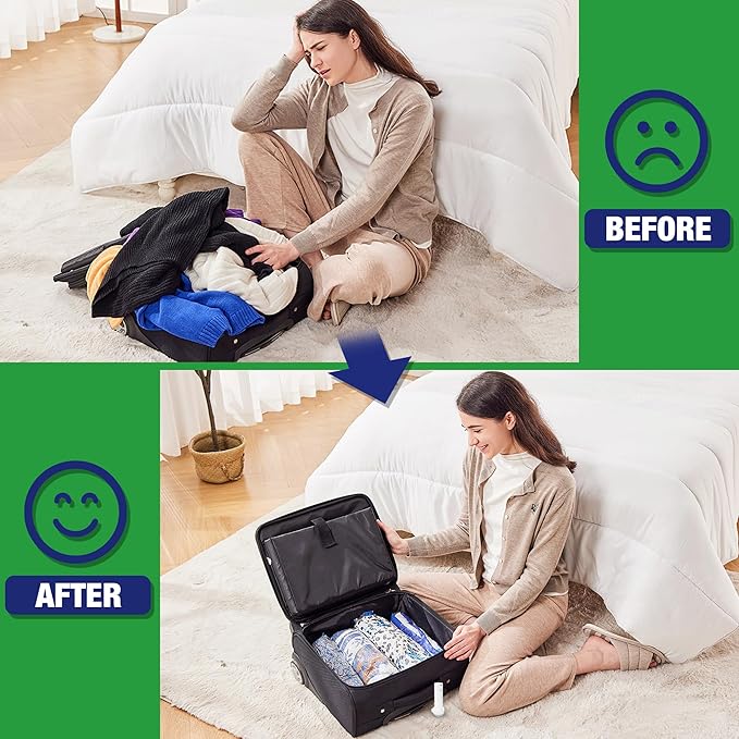 Travel Vacuum Bags with Electric Pump, Vacuum Travel Bags for Luggage and Suitcase, Combo 12 Pack