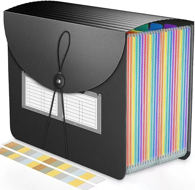 Accordion File Organizer Expanding File Folders,25 Pockets Document Organizer,Plastic Accordian File Folder,Expandable Bill P