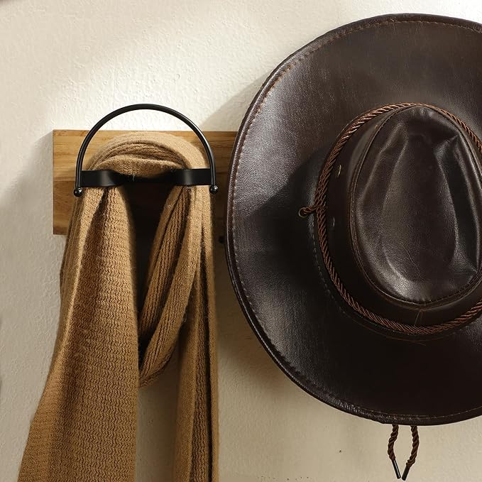 Taozun 4pcs Cowboy Hat Rack for Wall, Hat Holders for Storage and Display, Drilling Metal Cowboy Hat Hanger
