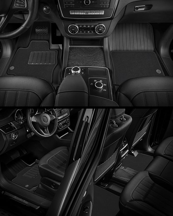 3W Floor Mats with Carpets for Mercedez Benz C-Class 2015-2021(for Sedan Only,Not fit Coupe and Cabriolet), TPE Floor Liner Thickened Carpet for Benz C Class C300/C400/C350e/C43 AMG/C63 AMG/C63 AMG S