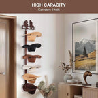 Cowboy Hat Rack Holder for Wall - Wild Western Style Design Hat Organizer with 6 Hat Hooks for Wall Mount, Hat Stand and Hang