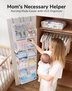 ULG Over the Door Organizer, 6-Tier Hanging Storage with Clear Windows, 19 Pockets for Closet,Bathroom & Nursery Door Organiz