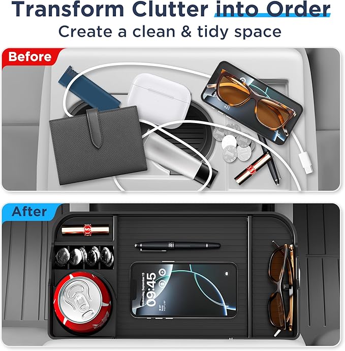 2011-2026 For Ford F150 F250 F350 F450 F550 F650 Front Seat Headrest Oraganizer [Large Cup Holder] Console Storage F150 F250 F350 F450 F550 F650 Super Duty Accessories(Jump Seat Only) Black