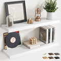 32 Inch Floating Shelves for Wall Set of 2, 8"D Wood Grain Bathroom Shelves with Invisible Brackets, Easy Install Engineered 