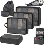 8-Piece Compression Packing Cubes for Travel, Ultralight Luggage Organizer Set with Double Zipper, Space Saving for Suitcase 