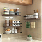 Wood Floating Shelves Wall Mounted - 3+1 Tier Rustic Bathroom Shelves Over Toilet with Wire Storage Basket &Towel Bar, Set of