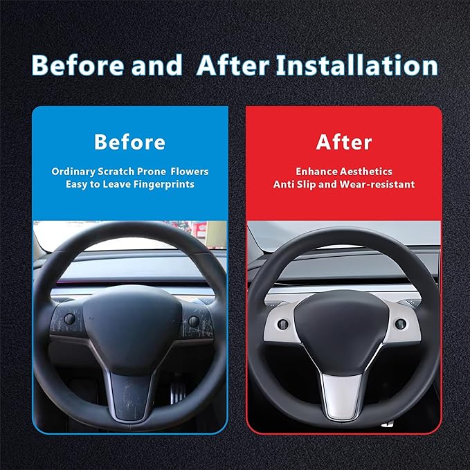 for Tesla 2017-2023 Model 3 and 2020-2024 Model Y Steering Wheel Cover Trim Interior Decoration Protection Accessories (Matt Withe)