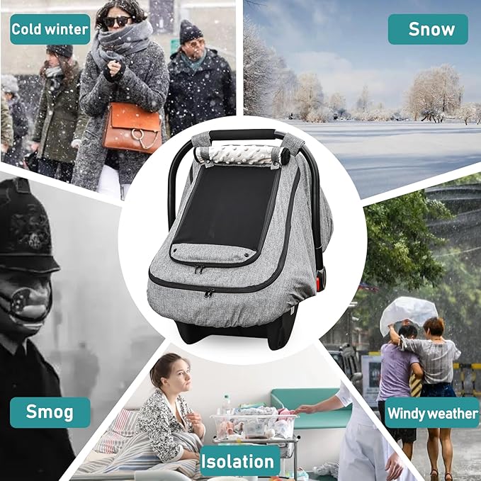 Waterproof Baby Car Seat Cover，YVMVDV Patented Cold Weather Carseat Cover for Babies,Infant Car Seat Cover Canopy for Boy Gir
