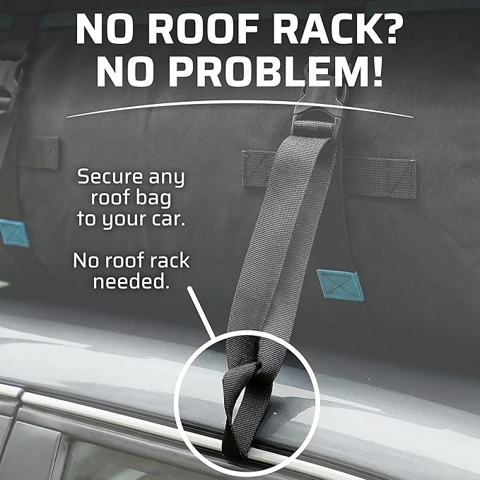 6 Cargo Tie Down Door Hook Straps for Car Roof Rack or Bag | Patented Heavy Duty Car Top and Rooftop Straps for Luggage, Universal Cargo Carrier Replacement Parts