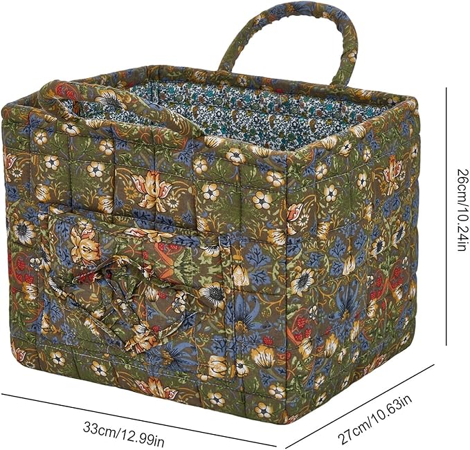 Boho Fabric Storage Basket, Large Capacity Laundry Basket, 12.2'' x 10.23'' x 10.23'' Collapsible Laundry Hamper with Easy Ca