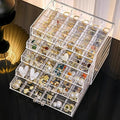 SPAKOWN Earring Organizer, Acrylic Jewelry Holder Organizer with 5 Drawers Stackable Earring Storage Case Jewelry Boxes for W