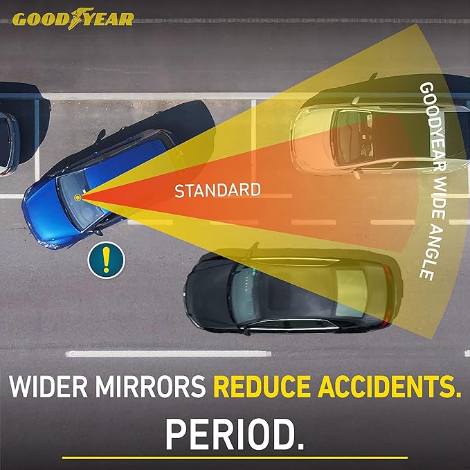 Goodyear 17” Panoramic Rear View Mirror – Universal Wide Angle Rear View Mirror for Car/SUV/Truck – Anti-Glare, Clip-On Large Rearview Extender for Safer Driving & Parking