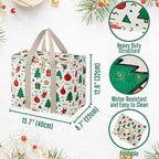 VENO 2 Pack Cooler Bag, Insulated Grocery Bags for Food Delivery, Collapsible Cooler, Reusable Shopping Bags for Groceries, Hard Bottom, Water Resistant, Zippered, Foldable (Jingle Mix, 2 Pack)