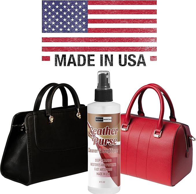 8oz Leather Purse Cleaner & Conditioner – 3-in-1 Spray for Handbags, Designer Bags & Luxury Purses – Deodorizes, Cleans, Cond
