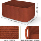 3-Pack Storage Baskets for Organizing | Woven Shelf Toy Basket | Rope Baskets for Gifts Empty | Closet Organizer Bins with Ha