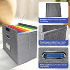 Letter Size File Organizer Box with Lid – Durable Oxford Fabric Document Storage Box, Sturdy Cardboard Support, Portable Offi