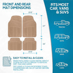 Heavy Duty 4pc Front & Rear Rubber Floor Mats for Car SUV Van & Truck-All Weather Protection Universal Fit