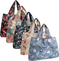 allydrew Large Foldable Tote Nylon Reusable Grocery Bags, 5 Pack