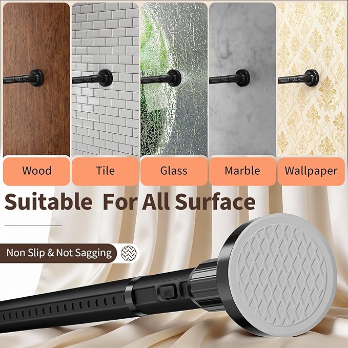 Tension Curtain Rod 41-86In-150Lb, Curtain Rod No Drilling for Window or Bathroom Patio, Adjustable Heavy Duty Shower Curtain