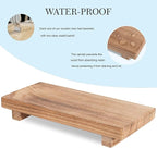 zoocatia Small Wood Tray Pedestal Stand Farmhouse Bathroom Decor Decorative Wooden Riser Kitchen Soap Dish Holder for Vanity,