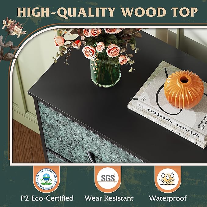 WLIVE Dresser with 4 Drawers, Storage Tower, Organizer Unit, Fabric Dresser for Bedroom, Hallway, Entryway, Closets, Sturdy S
