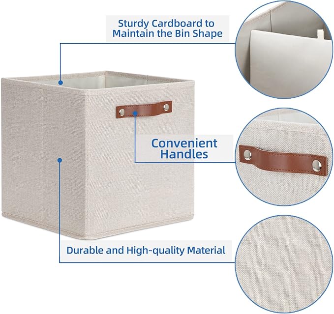 Temary Cube Storage Bins 12 Inch Storage Cubes 4PCs Fabric Organizer Bins Boxes with Handles, Sturdy Collapsible Closet Stora