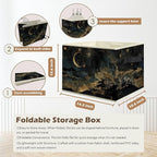 Mystical Crescent Moon Star Celestial Storage Box Bins, Moody Starry Night Sky Collapsible Storage Basket Organizer for Bedro