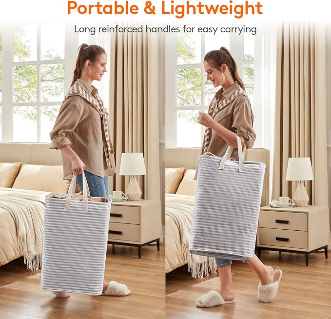 Lifewit 2 Pack Laundry Basket 80L Each, Collapsible Clothes Hamper with Reinforced Handles, Freestanding Waterproof Design fo