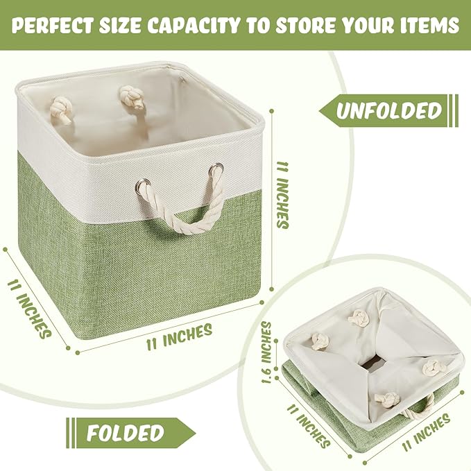 Geiserailie 6 Pcs 11 x 11 Inch Cube Storage Bins Fabric Storage Organizer Bins Foldable Cube Baskets with Sturdy Carry Handle