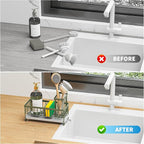 Cisily Sponge Holder for Kitchen Sink, Sink Caddy Organizer with High Brush Holder, Kitchen Countertop Organizers and Storage