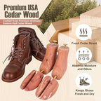 Cedar Boot Trees for Men&Women-Boot Shaper, Natural Aromatic Cedar Wood, Durable Metal Components-Extend Boot Lifespan