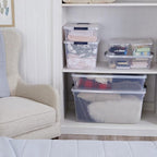 Rubbermaid Cleverstore Clear Dorm Variety 16-Pack, Made in USA, Stackable Large Clear Storage Bins with Lids, See-Through Pla