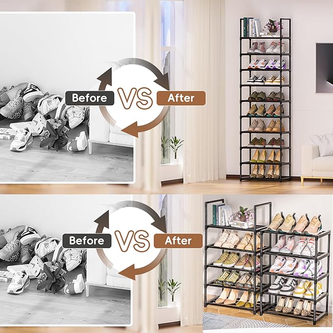 OYREL Shoe Rack, Sturdy Metal Shoe Rack Organizer,Narrow Shoe Racks for Closets,Shoes Rack,Shoe Stand,Shoe Shelf