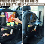 Car Seat Organizers,Multi-functional Back Seat Protectors, Storage Pouches, Child kicking prevention and Tray Holders Kick Mats Back (for Cars, Kids,and Rear Seats) (Black, 1 Pack with Food Tray)
