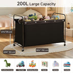 StorageWorks Toy Box with Wheels for Kids, 200L Extra Large Toy Storage Chest and Organizer, 27.5" Metal Toybox with 360° Swi