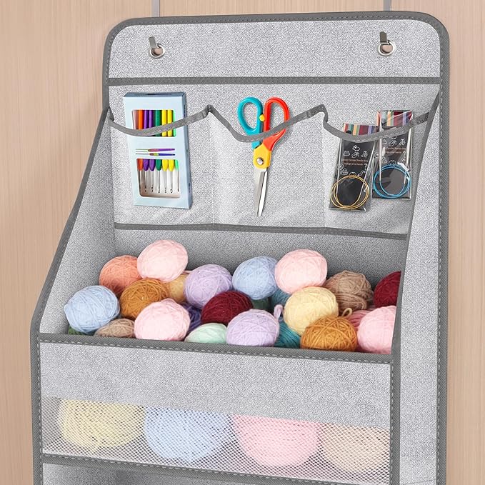 Univivi 5-Shelf Door Storage Over Door Hanging Organizer with 4 Large Pockets and 3 Small PVC Pockets Nursery Closet Cabinet 