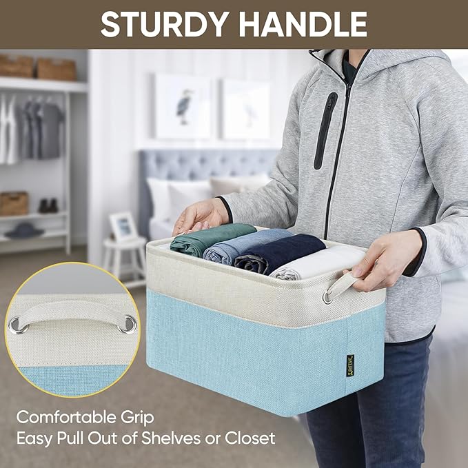BALEINE 1 Pack Fabric Closet Storage Bins for Shelves, Linen Closet Organizers and Storage, Decorative Baskets for Organizing