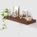 12 Inch Deep Floating Shelves | 36 Inch Walnut Floating Shelves | 36" W x 12" D Rustic Wood Shelves for Wall | Deep Walnut Sh