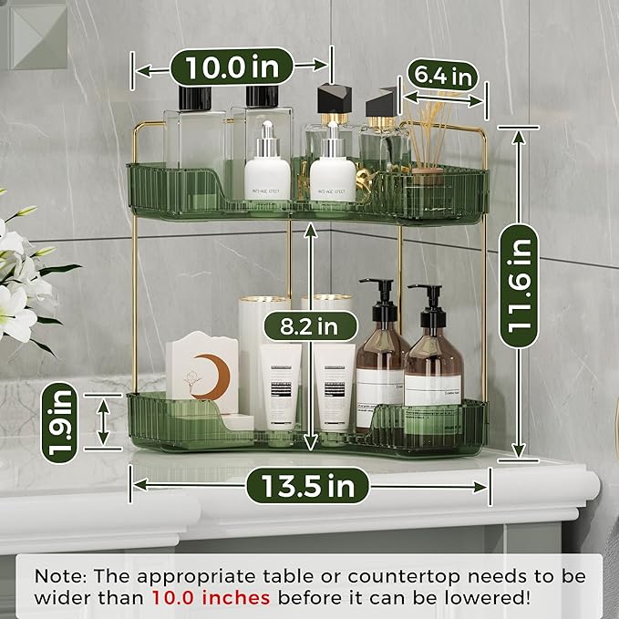 YCIA&DONE Corner Bathroom Counter Organizer, Makeup Organizer for Vanity, Skincare Cosmetic Perfume Tray, Corner Countertop S