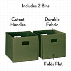 RiverRidge Folding Storage Bins with Handles Olive Cube Storage Organizer for Closet, Bedroom & Playroom - Closet Organizers 