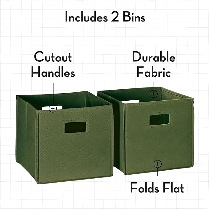 RiverRidge Folding Storage Bins with Handles Olive Cube Storage Organizer for Closet, Bedroom & Playroom - Closet Organizers 