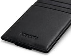 HISCOW Car Sun Visor Card Holder with Elastic Band Fastener - Italian Calfskin (Black)