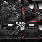 CAR PASS Memory 3D Foam Car Seat Covers Full Set, Breathable Mesh Thick Seat Covers for Car, Red Metal Film Leather Seat Cove