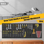 PBHEPJ 8 Pcs Metal Pegboard Panels, Heavy Duty Peg Boards for Garage and Garden Tool Storage, Includes Drywall Anchors and Sc