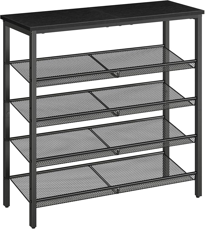 HOOBRO Shoe Rack for Entryway, 5-Tier Shoe Organizer with Adjustable Mesh Shelves, 12-16 Pairs of Shoes, Spacious Floor Mount