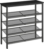 HOOBRO Shoe Rack for Entryway, 5-Tier Shoe Organizer with Adjustable Mesh Shelves, 12-16 Pairs of Shoes, Spacious Floor Mount