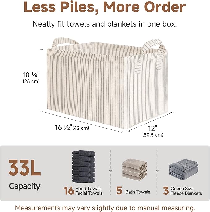 StorageWorks Storage Bins, Fabric Storage Bins for Shelves, Large Storage Baskets with Metal Frame, Closet Baskets and Bins w