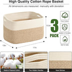 ICERZCZ Large Storage Baskets for Organizing Shelves, Woven Cotton Rope Bins for Baby Nursery Organization, Book Toy Towel Or